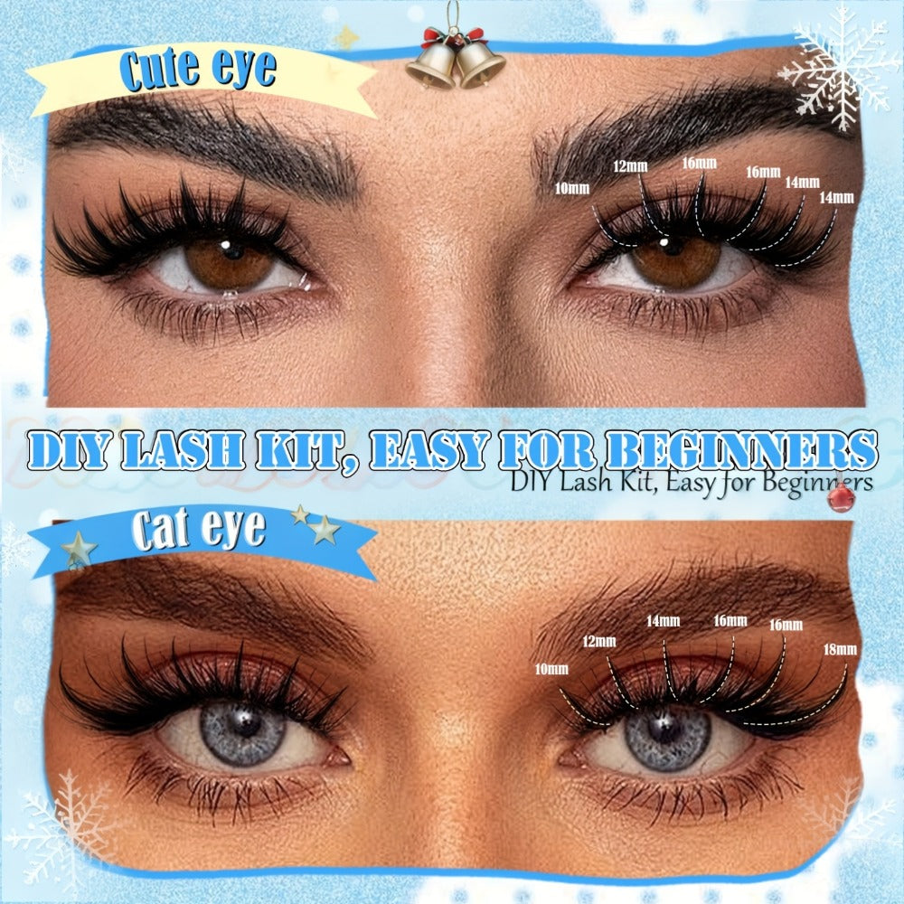 Spiky Wet-Look Fairy Lash Clusters Kit — Manga Anime C Curl Individual Spike Eyelash Extensions 8mm-18mm Mixed Length, Wispy Volume DIY False Lashes for Fantasy Glam & Editorial Looks