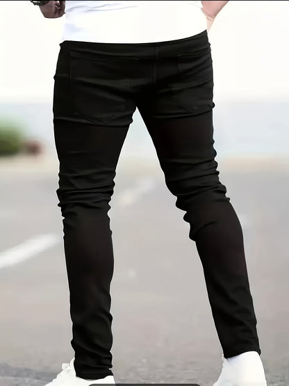 Men's Skinny Jeans - Black Denim Clean Finish