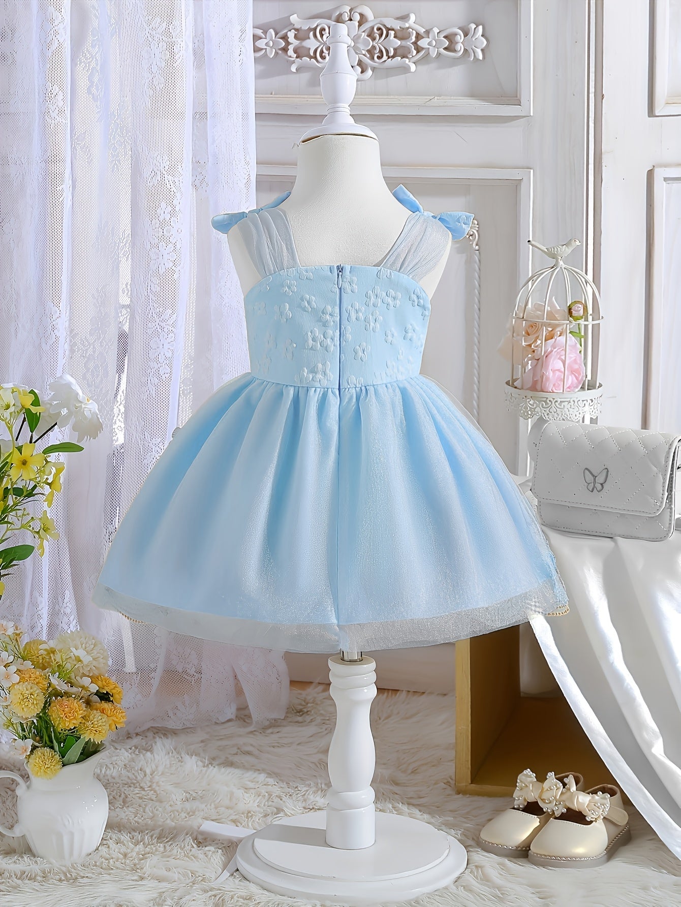Girls' Bow Detail Dress - Summer