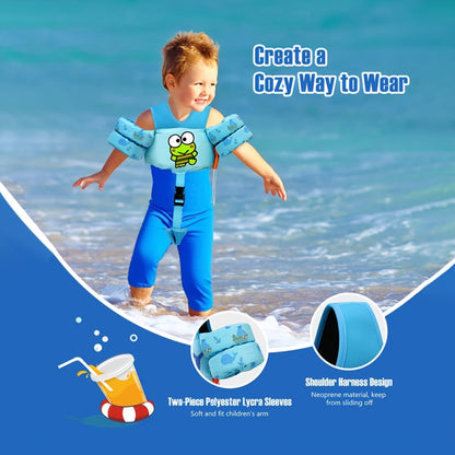 Kids Swim Vest Toddler Swimming Floatie Jacket with Adjustable Straps – Sanrio Keroppi Design, Nylon Material, Arm Floaties for Boys & Girls 20–66 lbs (Ages 2–9), Pool & Beach Learn-to-Swim Aid