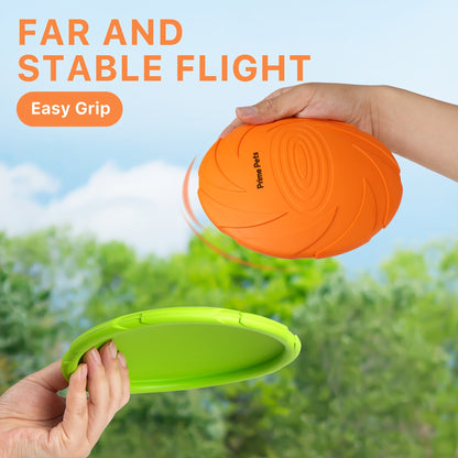 Dog Flying Disc 2-Pack 7 Inch - Natural Rubber Floating Frisbee for Dogs, Outdoor Fetch & Water Toy for Pool Beach Training, Doubles as Drinking Bowl, Interactive Dog Disc Toy