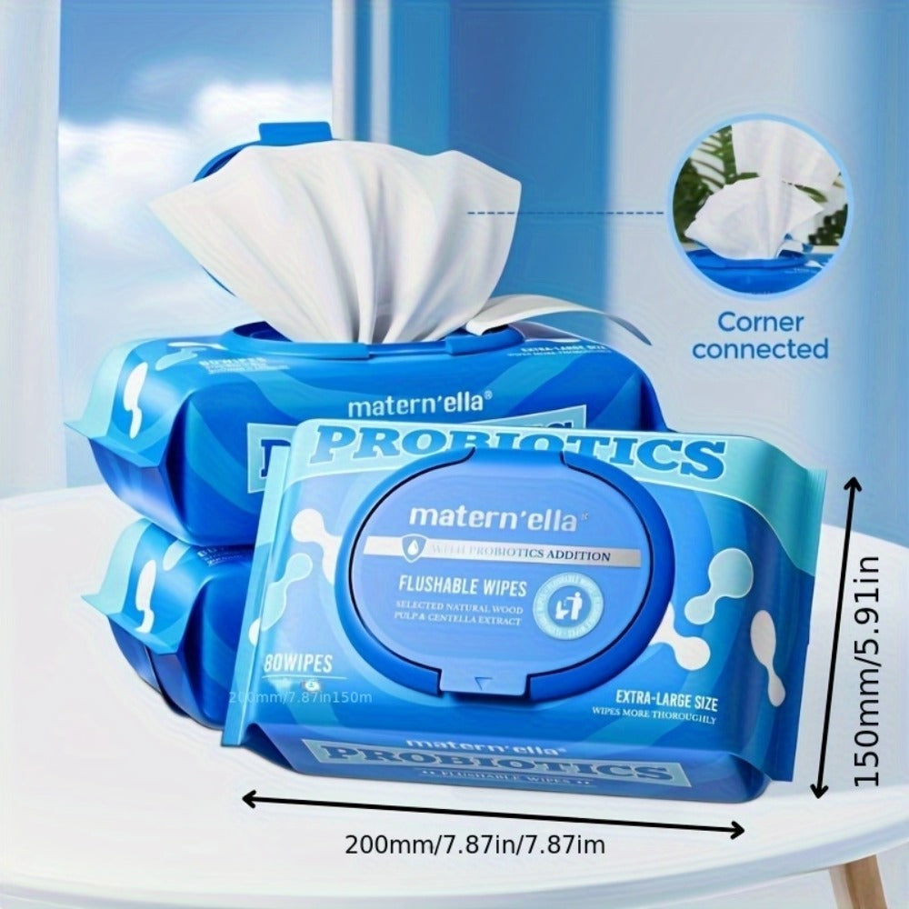 Flushable Wet Wipes with Probiotics – Plant-Based Fibers, Fragrance Free, Sewer Safe, Soft & Thick Disposable Butt Wipes for Adults, Incontinence & Personal Care (1/3/5/6/8/9/15 Packs)