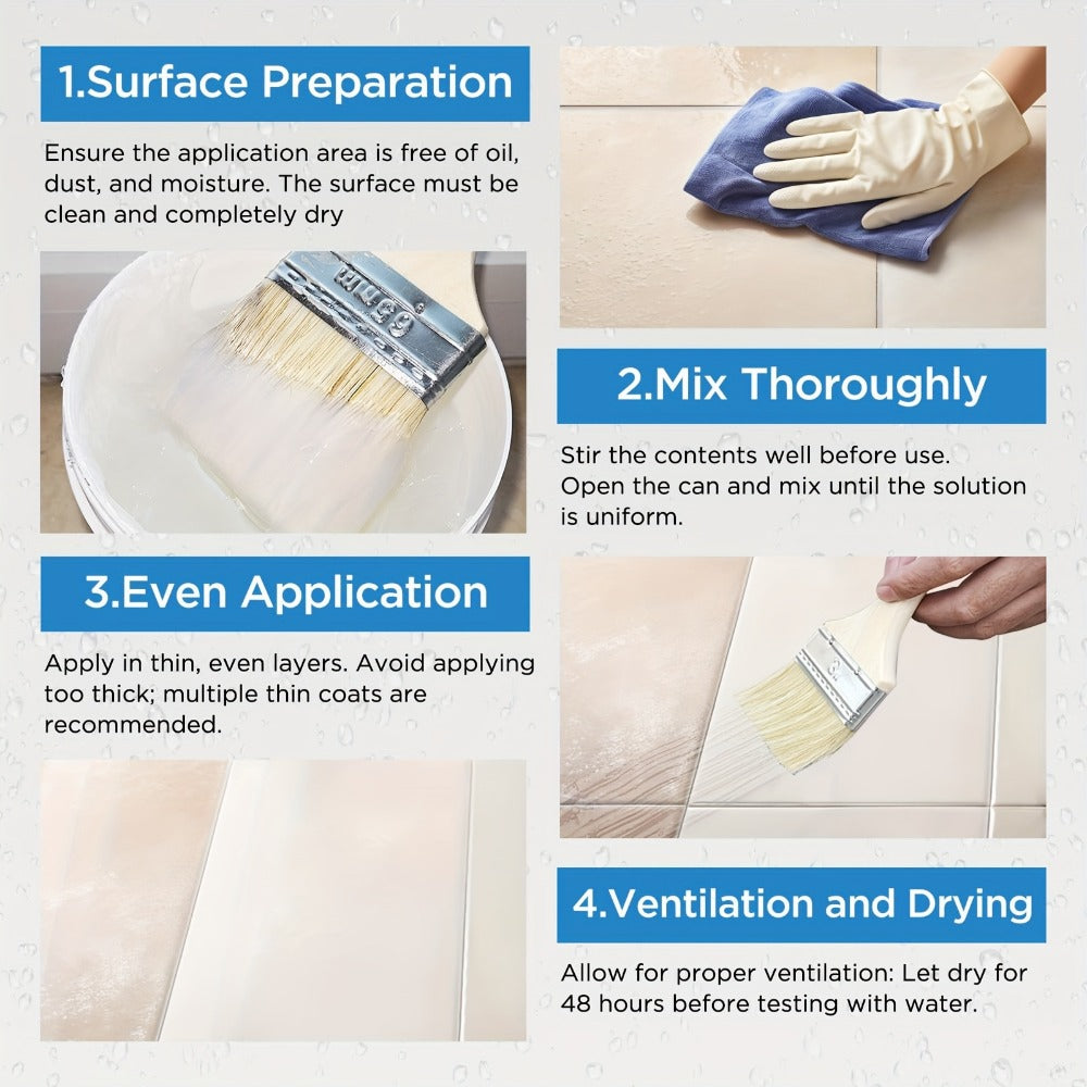 Waterproof Sealant Liquid Glue 32oz 1KG Leak Repair Agent – Indoor Outdoor Waterproof Coating for Roof Basement Wall Pipe Crack Sealing, Transparent & Black, Strong Adhesive Waterproof Repair Glue