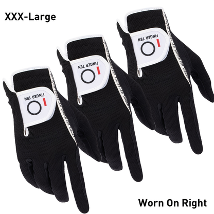 Wet Weather Golf Gloves Rain Grip 3-Pack for Men | Breathable Water-Resistant Golf Gloves for Left & Right Hand – Durable Comfortable Fit in Hot & Wet Conditions (Black, Gray, White | S–3XL)