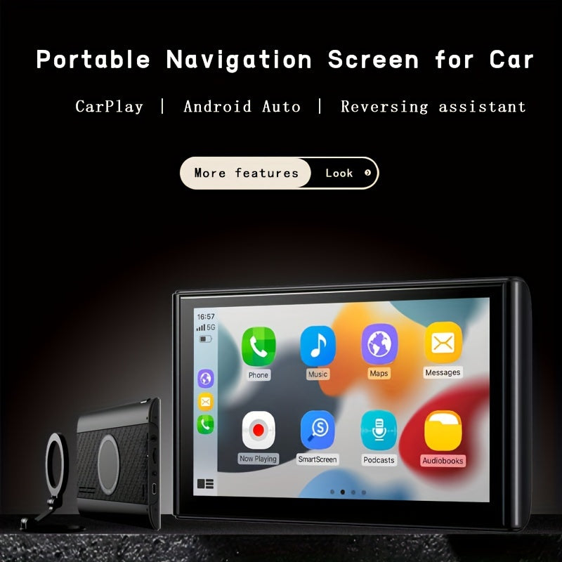 8-Inch Wireless Car Navigation with Carplay & for Android Auto - HD Touchscreen, Magnetic Mount, Wireless, Mirror Link, FM Radio, AUX/USB/TF Card Slots, Backup Camera for Cars car accessories