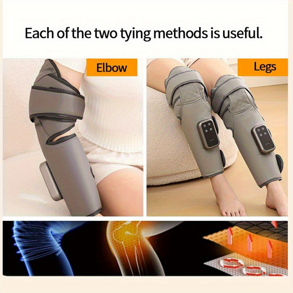 Knee Massager with Heat – Electric Air Compression Knee Wrap, 3 Heating Levels & 3 Massage Modes, USB Rechargeable Cordless Knee Brace Massager for Arthritis, Joint Pain Relief & Muscle Recovery