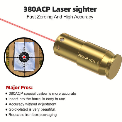 Red Laser Bore Sighter Multi-Caliber Firearms Calibration Tool 9mm 45ACP 308Win 223Rem 12GA 7.62 38SPL 44Mag Battery Included for Shooting Range