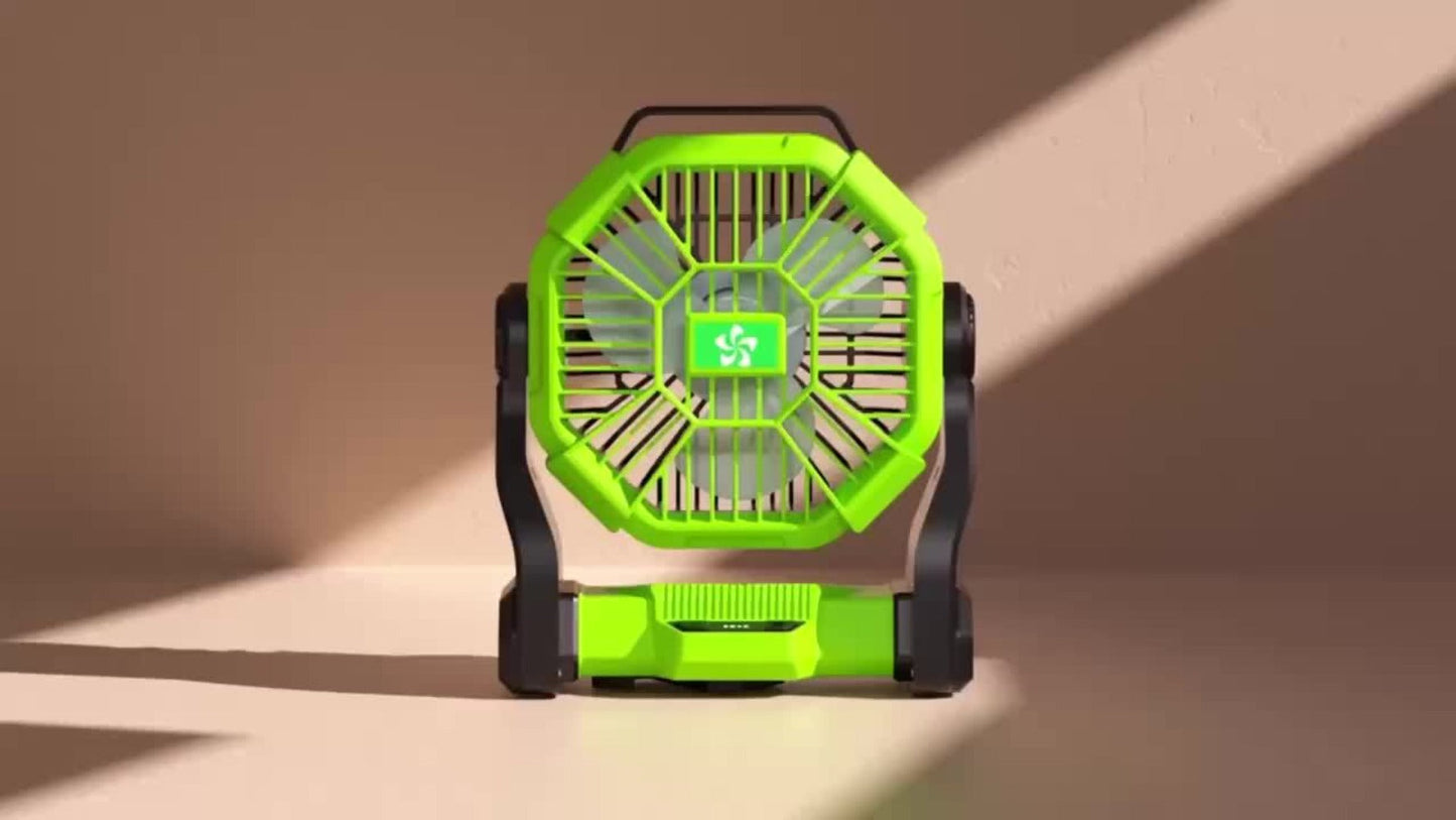 Camping Fan with LED Lantern, 3-in-1 Battery Powered Portable Fan Light for Tent Outdoor, Rechargeable Electric Fan with Timer 360° Rotation, for Camping Hiking Barbecue Travel Emergency