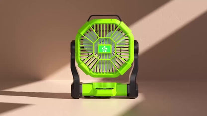 Camping Fan with LED Lantern, 3-in-1 Battery Powered Portable Fan Light for Tent Outdoor, Rechargeable Electric Fan with Timer 360° Rotation, for Camping Hiking Barbecue Travel Emergency