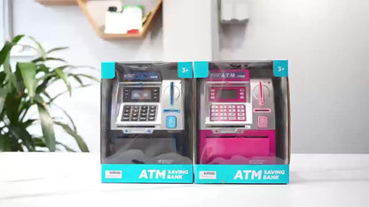 Electronic Money Bank for Kids with Debit Card & Cash Scanning – Digital ATM Piggy Bank with Coin & Bill Slot, Balance Calculator, Password Lock Safe Box, Fun Savings Toy Gift