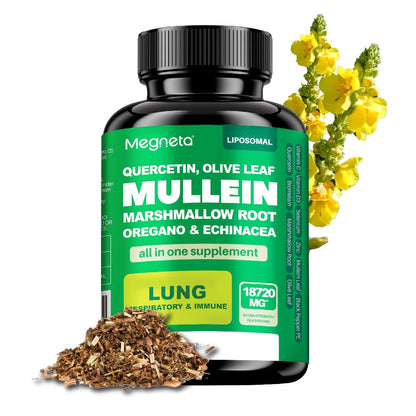 Mullein Leaf Lung Health Supplement with Quercetin, Bromelain, Vitamin C & D3, Zinc & Selenium – Herbal Respiratory & Bronchial Support Formula for Clear Breathing | 60 Capsules