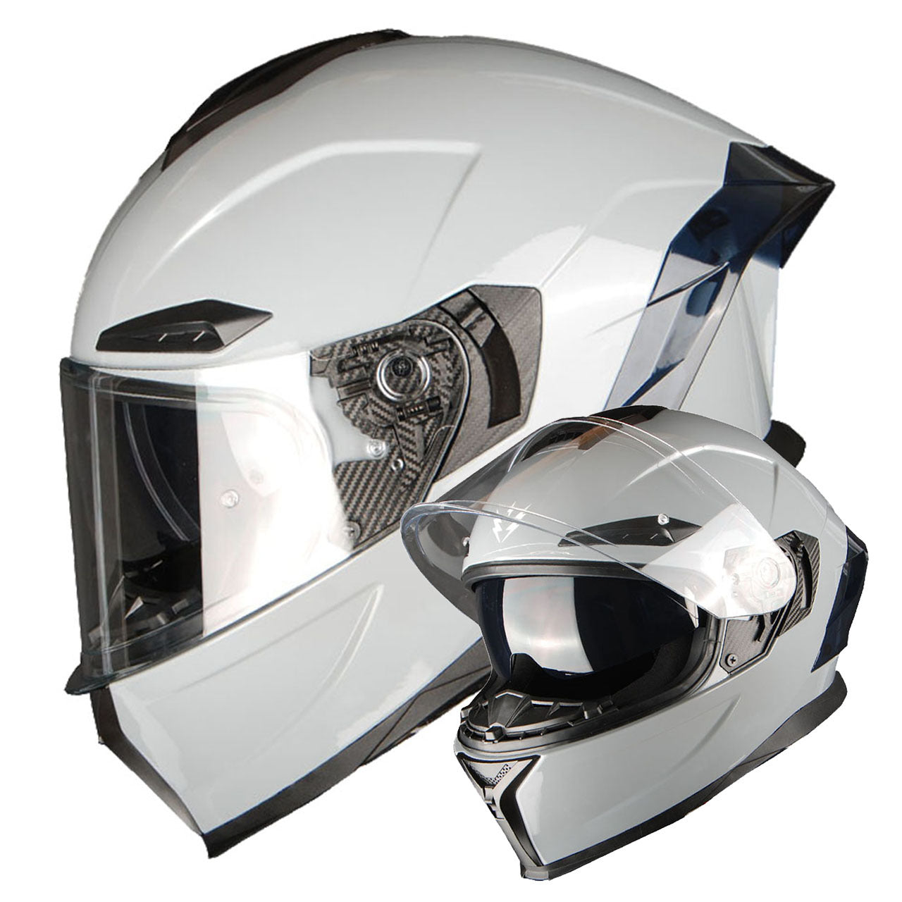 Full Face Motorcycle Helmet DOT Approved – Dual Visor Anti-Fog Pinlock Shield, Street Bike Adult Helmet with Sun Inner Shield, Aerodynamic Thermoplastic Shell, S/M/L/XL