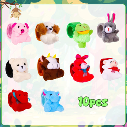Stuffed Animal Slap Bracelets Bulk for Kids – Cute Plush Assorted Animal Bracelets for Party Favors, Classroom Prizes, Goodie Bag Fillers, Carnival Toys, Holiday Gifts (6/10/15/30 Pack)