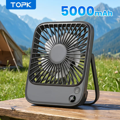 USB Desk Fan Battery Operated | 2000mAh & 5000mAh Rechargeable Mini Personal Fan, 4-Speed Adjustable, 180° Tilt & Foldable, Ultra-Quiet Strong Airflow for Office, Bedroom & Desktop Use – Black, Pink, White