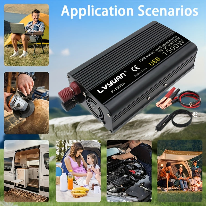 Lvyuan 2000W/4000W Peak/DC 12V to AC 110V/130V Car Power Inverter with LED, 2000W with 2 US Sockets 2 USB Ports for Auto, Vehicle, RV, Outdoor, Home