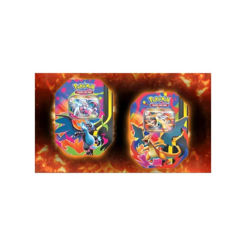 Mega Charizard Pokemon TCG Tin – 4 Booster Packs + 1 Foil Promo Card | Mega Charizard X ex or Y ex | Official Collector Gift for Kids, Teens & Pokemon Fans
