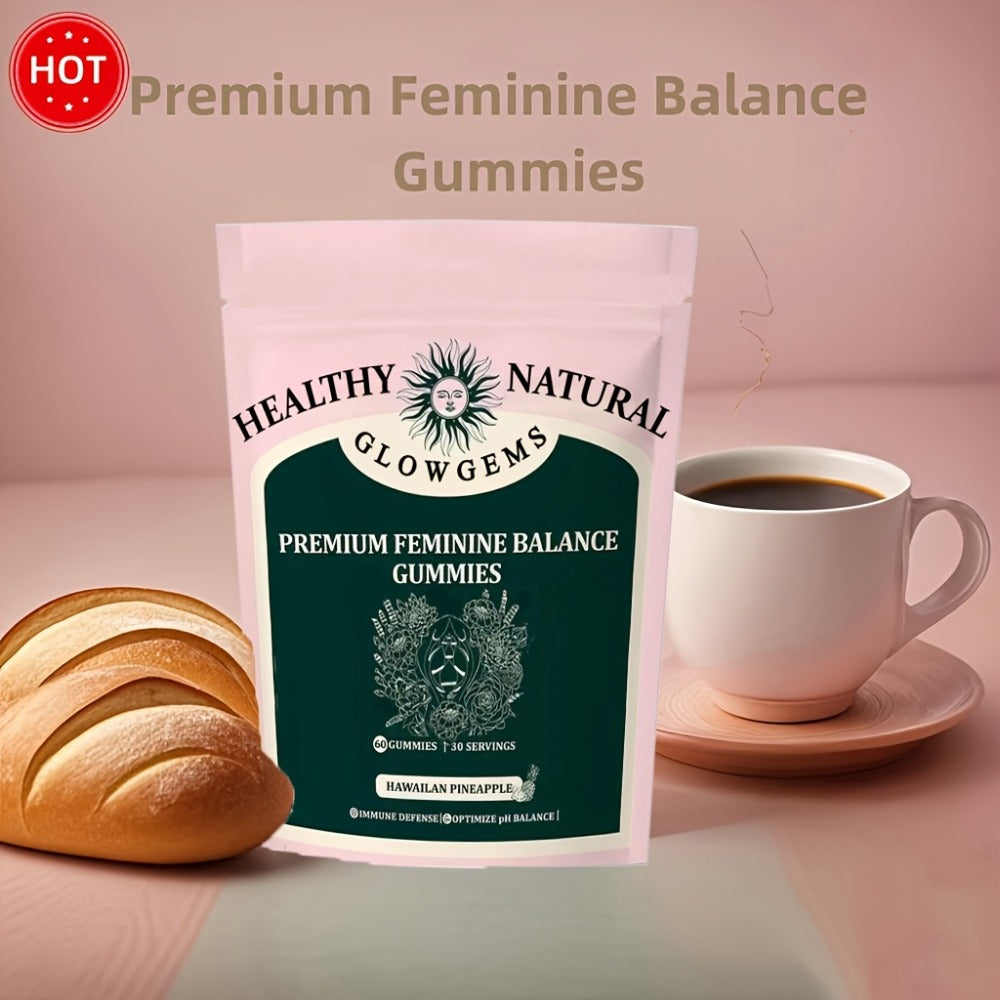 Feminine Balance Gummies for Women - Natural pH Balance, Vaginal Health & Intimate Wellness Support - Hawaiian Pineapple Flavor Daily Supplement - Thoughtful Gift for Women 60 Count