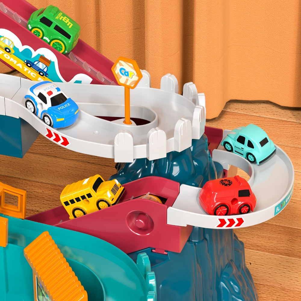 Dinosaur Race Track Toy Set for Kids with 10 Mini Cars & Ramp Launcher – Multi-Level Dino Car Racing Playset for Boys Girls Toddlers Ages 3-8 Birthday Christmas Gift