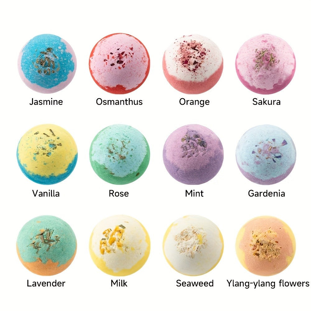 Bath Bomb Gift Set 12 Pack Extra Large - Mixed Essential Oil Bubble Bath Balls with 12 Aromatic Scents, Luxury Spa Fizzy Bath Bombs for Women Men, Birthday Christmas Valentine's Day Gift