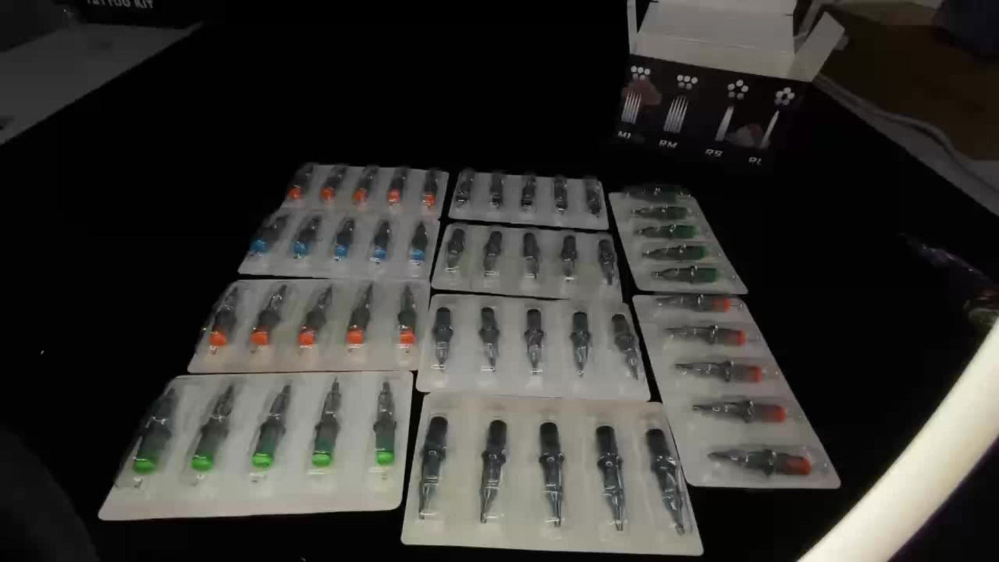 Mixed Tattoo Cartridge Needles 50pcs 10 Types Assorted - Round Liner Shader Magnum Weaved Mag RL RS RM WM Disposable Single-Use Stainless Steel, Complete Variety Pack for Artists & Beginners All Styles