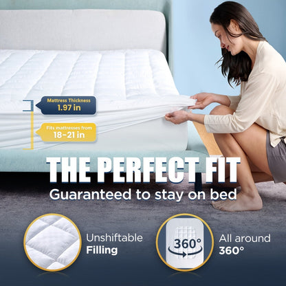 8-21 Inch Mattress Pad with Washable Cover for Bedroom Comfort and Support detail image - detail view 10