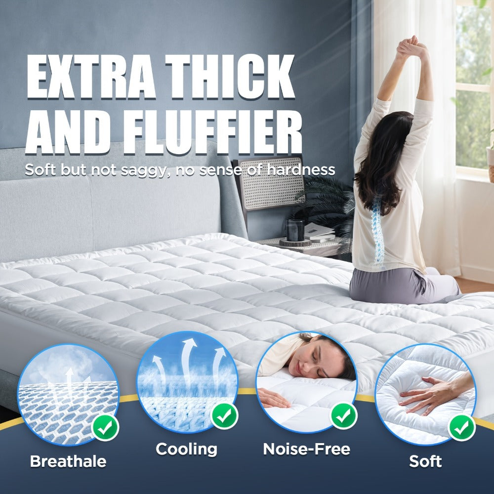 8-21 Inch Mattress Pad with Washable Cover for Bedroom Comfort and Support detail image - detail view 6