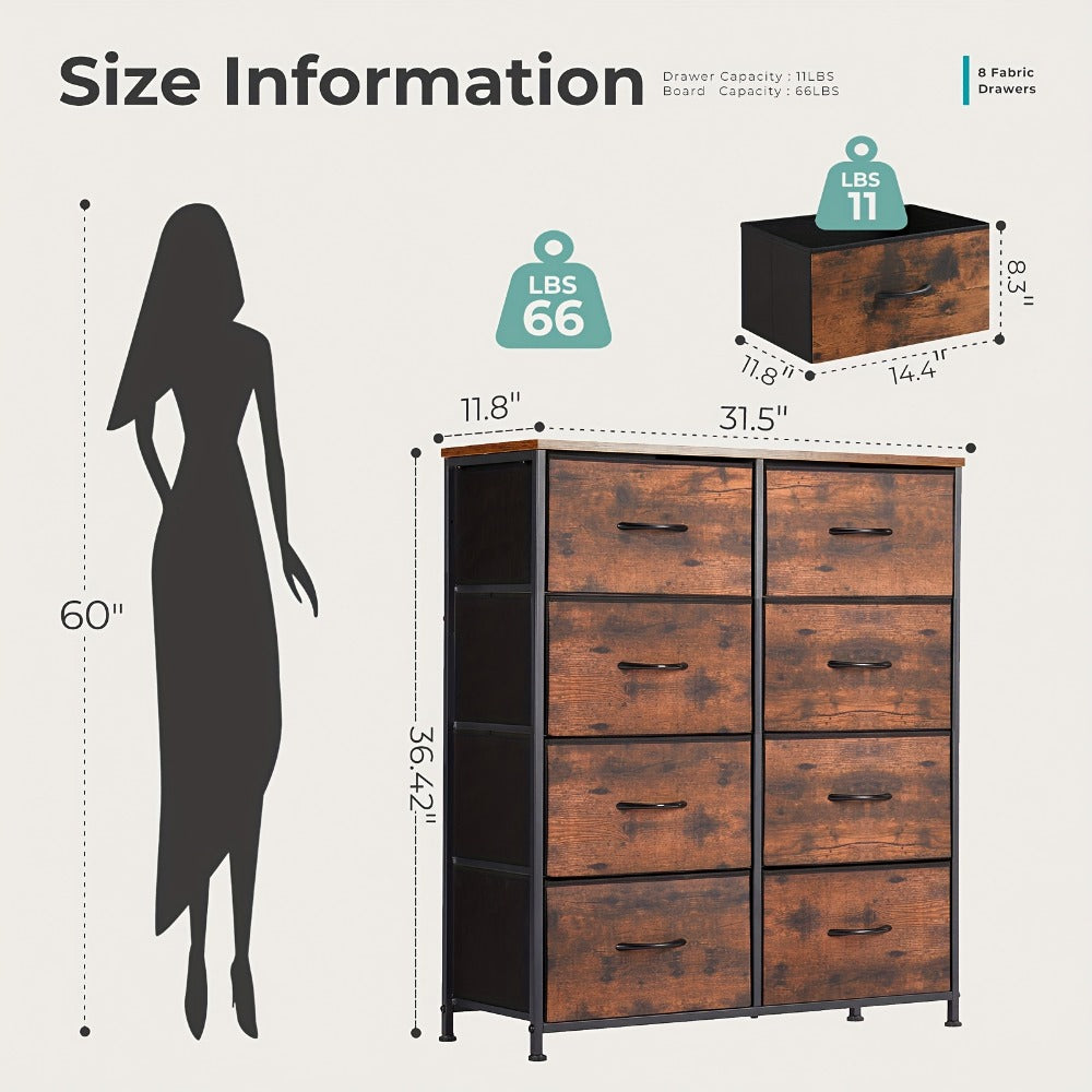 8-Drawer Metal Dresser, Clothing Storage Organizer for Organized Everyday Storage detail image - detail view 3