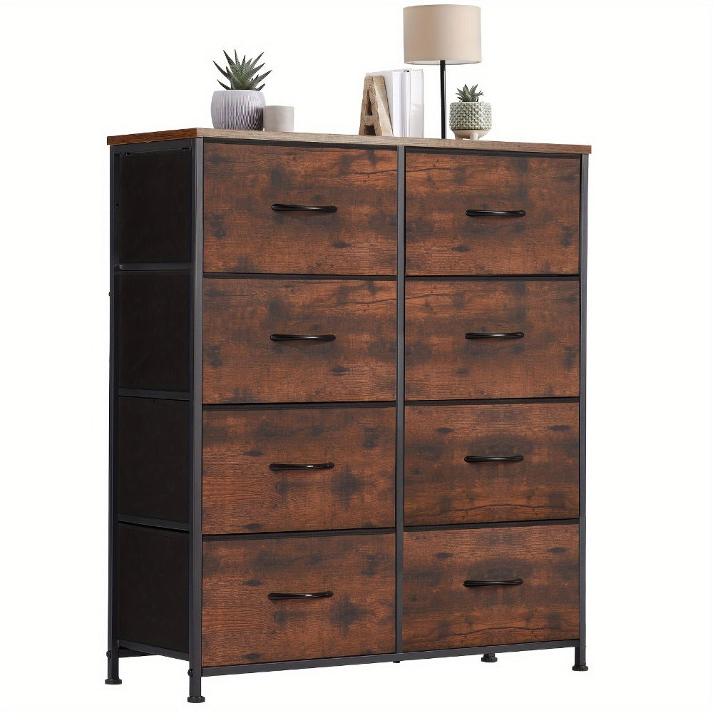 Dresser, 8 Drawer with Metal Frame Wood Tabletop Fabric Closet Organizer Chest Storage shown in the main product view