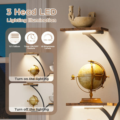 8-Tier Metal Display Shelf with LED Lighting for Living Room detail image - detail view 12