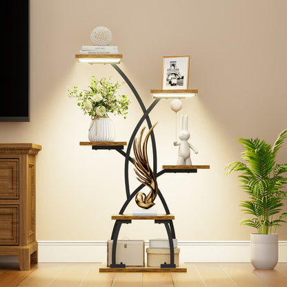 8-Tier Metal Display Shelf with LED Lighting for Living Room detail image - detail view 3