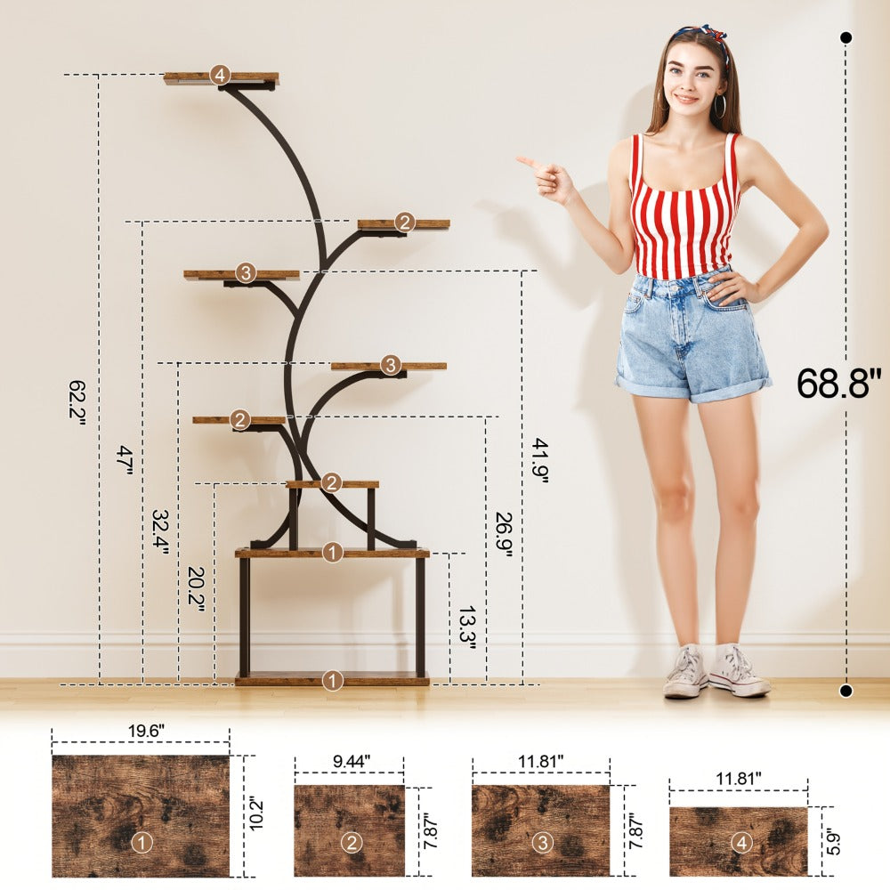 8-Tier Metal Display Shelf with LED Lighting for Living Room detail image - detail view 4