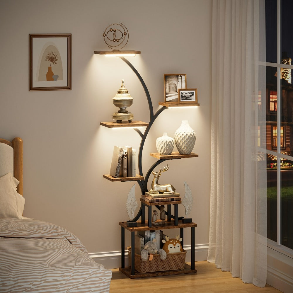 8-Tier Metal Display Shelf with LED Lighting for Living Room detail image - detail view 5