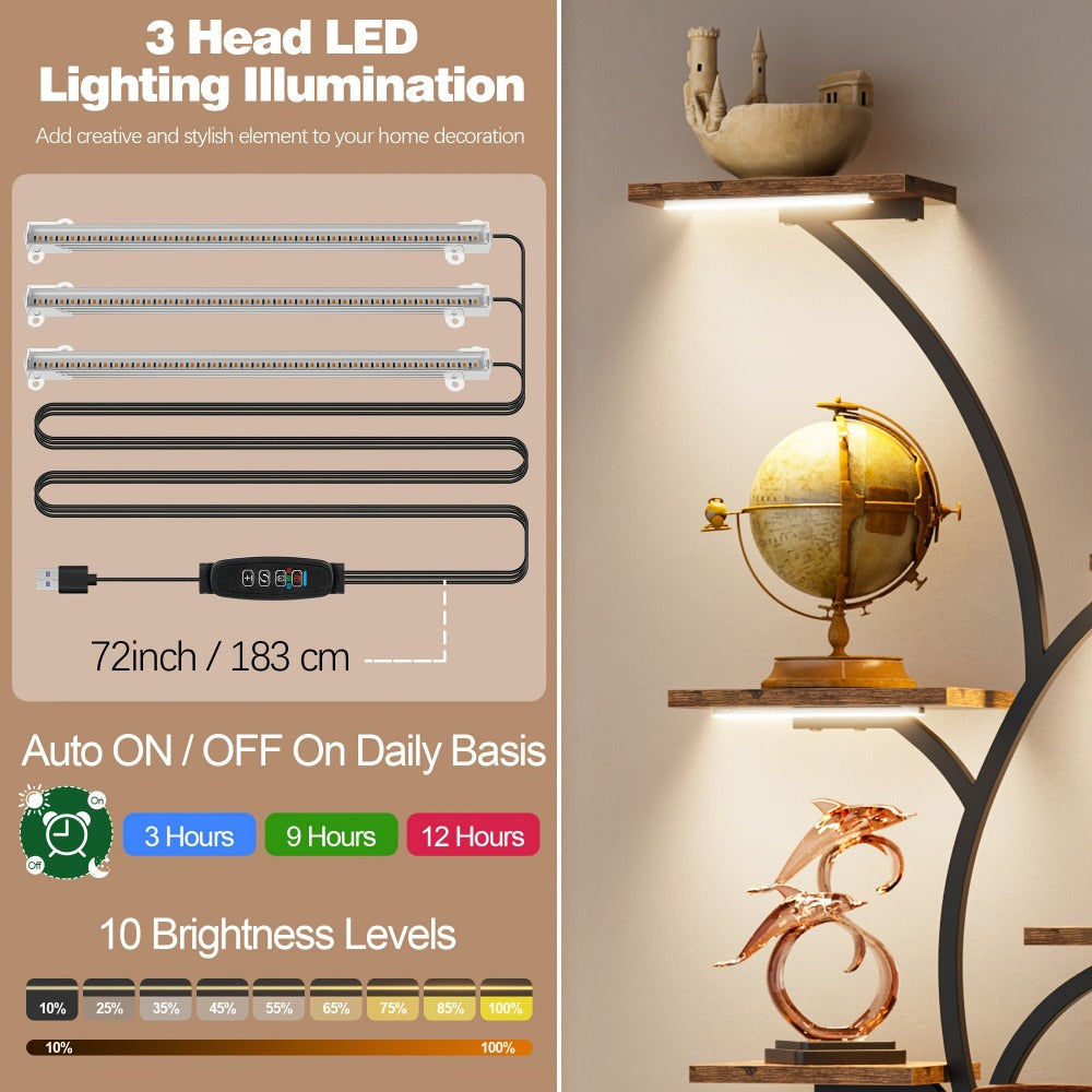 8-Tier Metal Display Shelf with LED Lighting for Living Room detail image - detail view 6