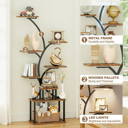 8-Tier Metal Display Shelf with LED Lighting for Living Room detail image - detail view 9