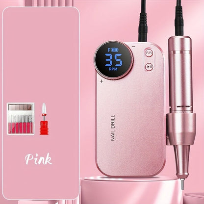 Electric Nail Polisher & Buffer Rechargeable High Power — Professional Manicure Pedicure Machine for Nail Buffing Polishing Dead Skin Callus Removal, Cordless Nail Shine Tool for Home & Salon, 5 Colors
