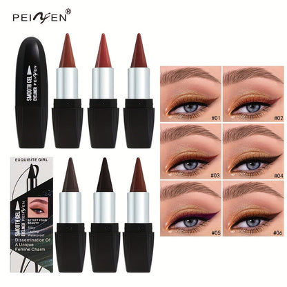 Waterproof Eyeliner Set 6 Colors Smudge-Proof Transfer-Proof Cream Liner Kit - Long-Lasting All-Day Wear for Eyes & Lips, Black Brown Reddish Brown Shades, Daily Party Makeup Gift for Women