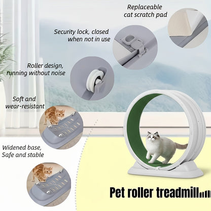Cat Treadmill Indoor Exercise Wheel Durable Plastic Running Wheel for Indoor Cats All Breeds No Battery Needed Silent Spinner Cat Fitness Toy XXL Green Grey