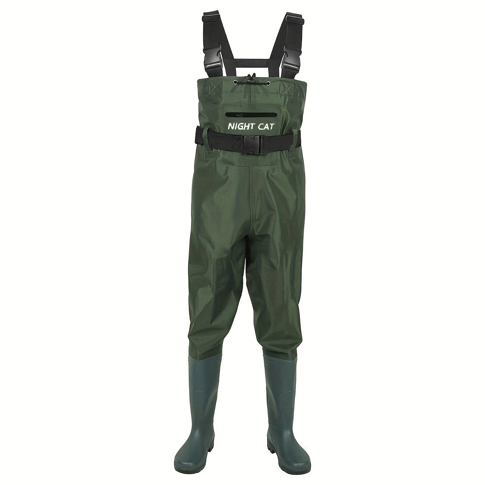 Waterproof Chest Waders for Men & Women with Boot Leg Straps, Adjustable H-Back Suspenders & Anti-Slip PVC Boots for Fly Fishing, Hunting & Farm Work – Sizes US 6.5-13