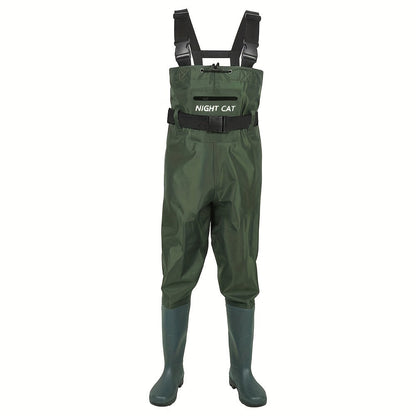 Waterproof Chest Waders for Men & Women with Boot Leg Straps, Adjustable H-Back Suspenders & Anti-Slip PVC Boots for Fly Fishing, Hunting & Farm Work – Sizes US 6.5-13