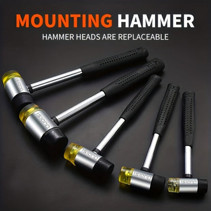 Double-Head Rubber Mallet – Plastic Installation Hammer with Rubber Handle, Rebound-Proof Soft Mallet for Floor Installation, Tile, Jewelry, Leather Crafts & Woodworking (25/30/35/40mm)