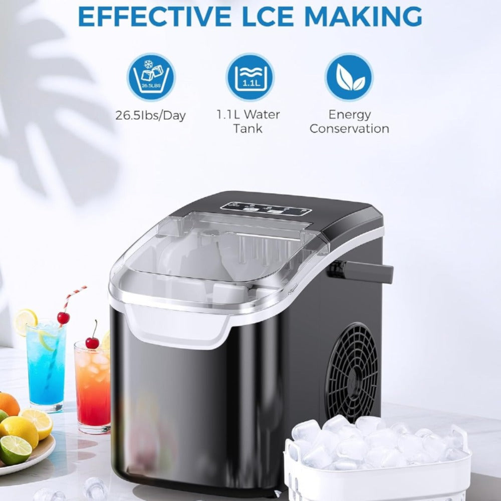 Ice Maker Machine – Nugget Ice & Bullet Ice Countertop, 26-35 Lbs Daily, One-Button Operation, Self-Cleaning, Portable Ice Maker with Ice Scoop for Home, Kitchen & Office