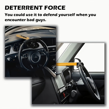 Universal Car Steering Wheel Lock Anti-Theft T-Bar – Heavy-Duty Thick Steel, Cut-Resistant, Computer-Coded Crescent Cylinder, Stops Keyless Entry Robbery, Fits All Vehicles, Includes 2 Keys