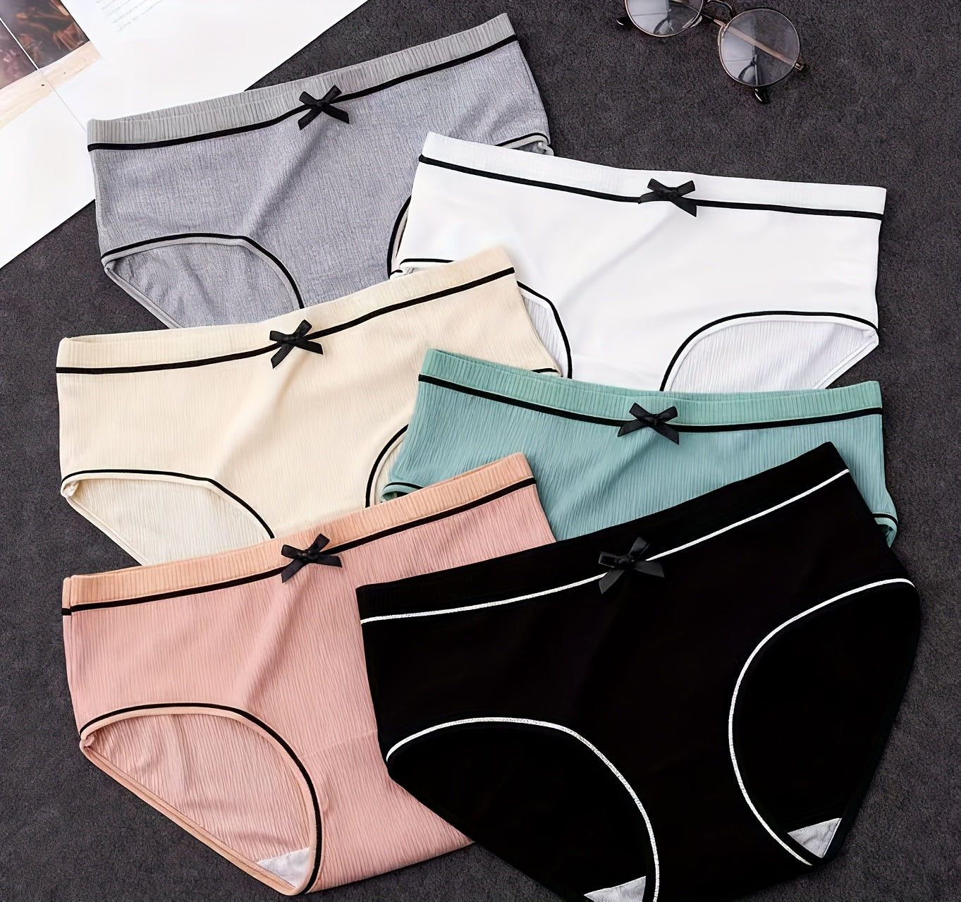 Girls' Briefs - 12-Pack Striped Bow Detail