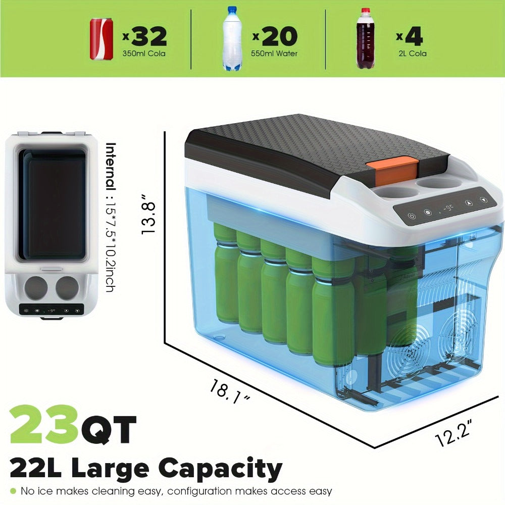 Portable Car Refrigerator Cooler & Warmer, 12V/24V DC & 120V AC Thermoelectric Fridge with Dual-Core Cooling – 23 or 31 Quart Electric Cooler for Camping, RV, Road Trip and Fishing