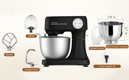 Electric Food Mixer 4.8 Qt 12-Speed Portable Lightweight Stand Mixer for Daily Baking with Egg Whisk Dough Hook Flat Beater Kitchen Tilt-Head Mixer