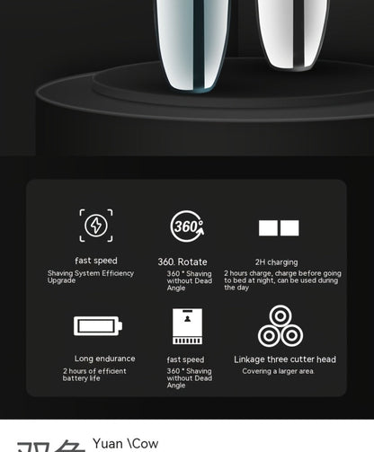 Electric Shaver for Men 4D Floating Triple Blade Waterproof — Wet Dry Razor with LED Battery Display & Type-C Fast Charging, High-End Close Shave Grooming Gift for Dad Husband