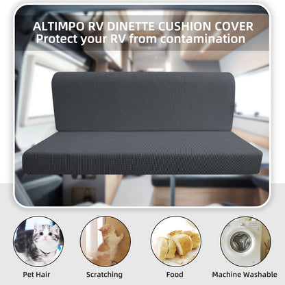 4pcs RV Dinette Cushion Covers, Stretch Jacquard RV Sofa Cushion Covers, Machine Washable, Dustproof Anti-Pet Hair RV Backrest Seat Cover Sofa Slipcovers for Booth Seats RV Camper Van Car Bench Protective Decor, Without Battery