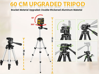 Green Laser Level Self-Leveling with Tripod – Horizontal & Vertical Cross Line Laser for Construction, Tiling, Home Renovation & Interior Decoration