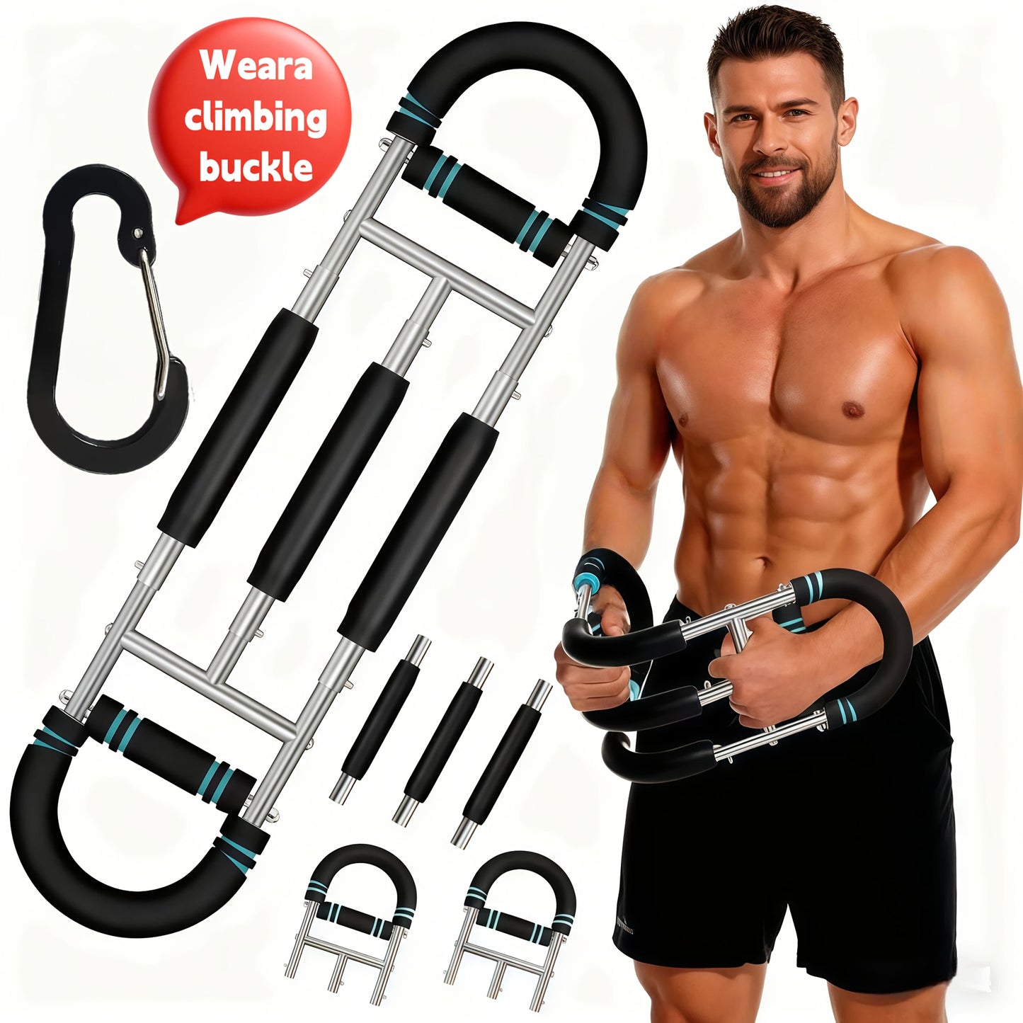 Arm Strength Trainer Three-Bar Chest Expander, Adjustable Multi-Level Resistance, Portable Detachable Forearm & Chest Workout Device for Home Gym, Strength Training & Muscle Building