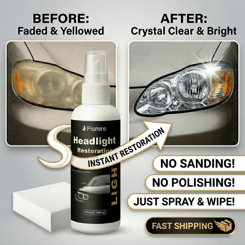 Headlight Restoration Kit | Advanced Ceramic Coating Car Headlight Restoration Fluid, No Polishing Or Sanding Required, Quickly Renovate Car Headlights, Car Headlight Maintenance, Restoration And Care Kit, Quickly Restore Car Headlights
